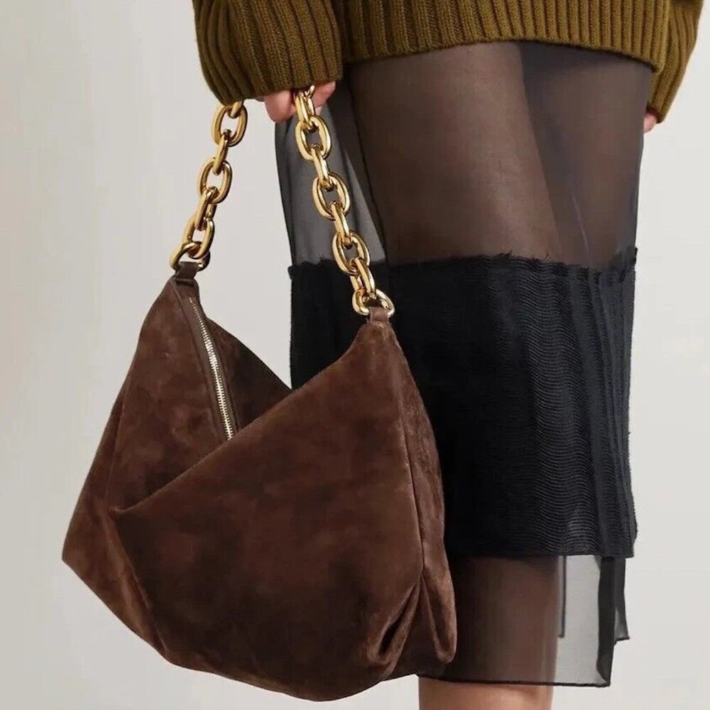 KHAITE Clara Bag in Coffee Suede NWT $2700 - Picture 2 of 5
